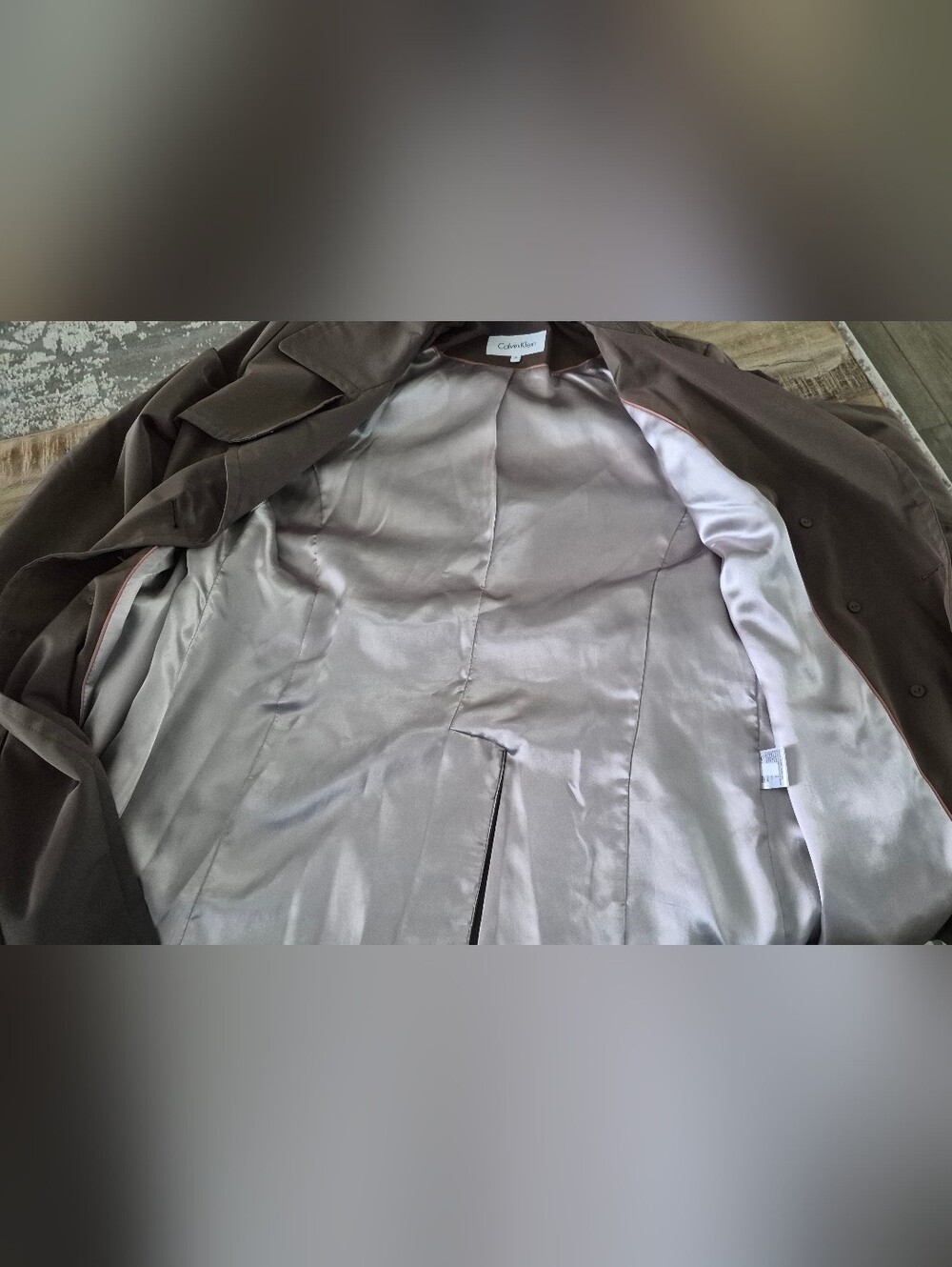 Calvin Klein Double-Breasted Trench Coat - Brown - Size L - Picture 14 of 16